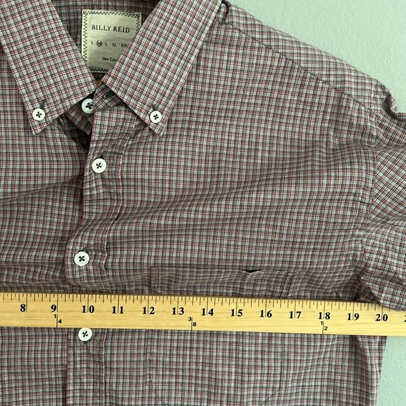 Billy Reid Gingham Style Plaid Cotton Button Down Shirt Medium Made In Italy - Picture 6 of 7